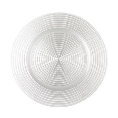China Hot selling High Quality White Embossed Elegant Decoration Glass Charger Plate for sale