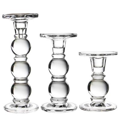 China Classic Clear Glass candle holder for party wedding celebration for sale