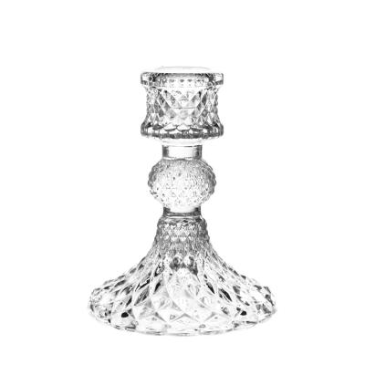 China Factory price clear crystal glass candelabra candlestick holder for sale