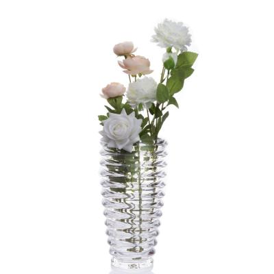 China High Quality Transparent Round Pattern Flower Glass Vase for sale