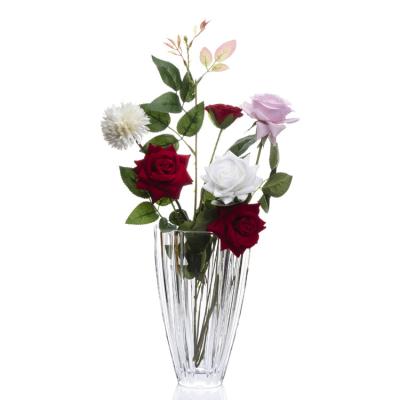 China Classic Crystal Transparent Clear Glass Cylinder Round Vase for Decoration en venta