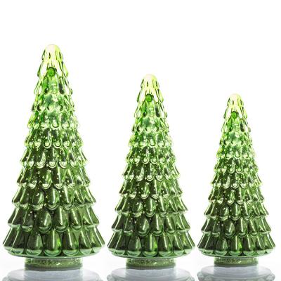 中国 Christmas Tree Shape Decoration Battery Operated Glass Led Christmas Tree Lighting 販売のため