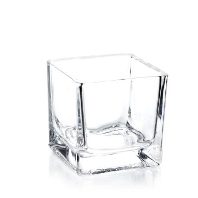 China Hot sales customized clear crystal glass Candle Holder en venta