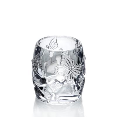 Китай Glass Transparent Butterfly Classic Pattern Candle Holder Tealight Set for party wedding decoration продается