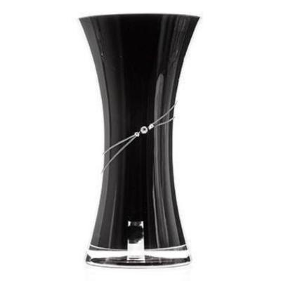 China New Fashioned Luxury engraved handcrafted gift black glass vase for sale