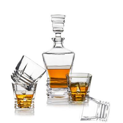 China Lead Free Crystal Whiskey Decanter And Glass Set Vintage Store And Serve Whiskey for sale
