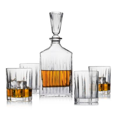 China Glass Factory Direct Sale High Quality Glass Stopper Whiskey Decanter Set Beautiful for sale