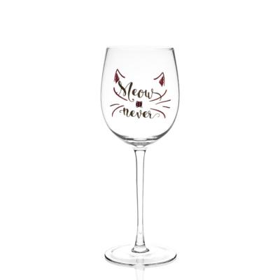 China Novelty Applique Creative Festive Glass Cat Theme Wine Glass Gift for sale