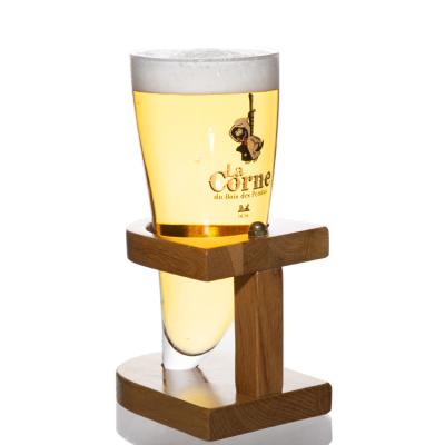 China Horn Shaped Promotional Drinking Glasses , 20 Oz Highball Glasses With Wood Stand for sale