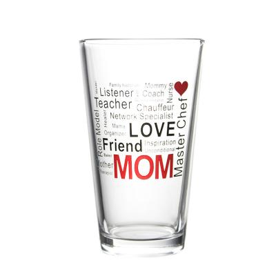 China Transparent Mother'S Day Holiday Cup Glass Festival Glass Gift Decal Ceremony for sale