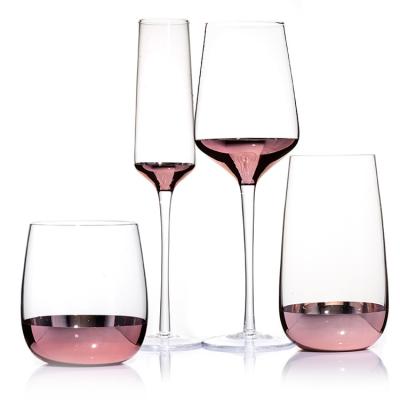 China Electroplated Rose Gold Festival Glass With FDA Certification Wine Glass Set for sale