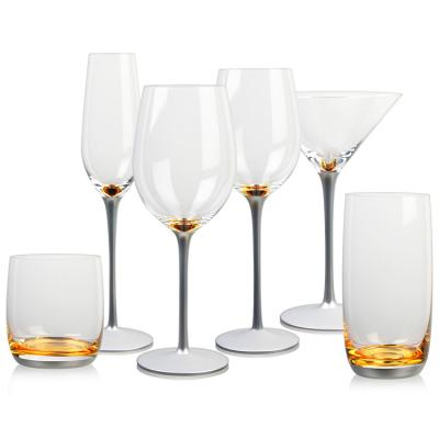 China 6pcs Festive Glass Christmas Champagne Flute Electronic Color Spray Wine Glass Set for sale