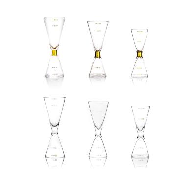 China Gold Rim Decorative Cocktail Bartender Kit , Double Jigger Set 50ml Crystal for sale