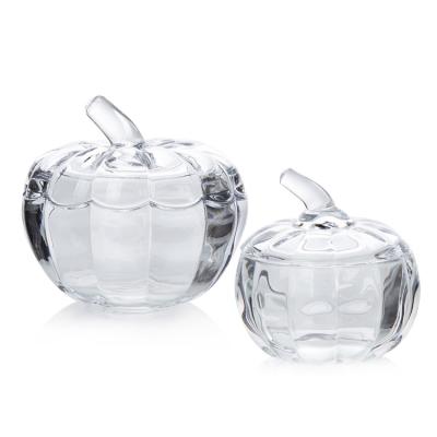 China Decorative 200ml Glass Pumpkin Cookie Jar , Glass Kitchen Canisters With Cover for sale