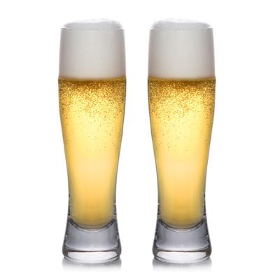 China 398ml Handmade round Beer Glass  Clear Pilsner Glass With Thick Bottom for sale