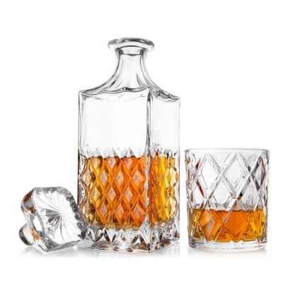 China 850ml House Glassware Glass Whiskey Decanter Set Classic Oxford Collection for sale