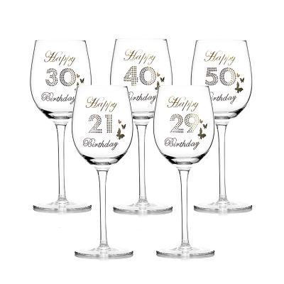 China 450ml Hand Blown Crystal Wine Goblets Classic With Vinyl Lettering for sale