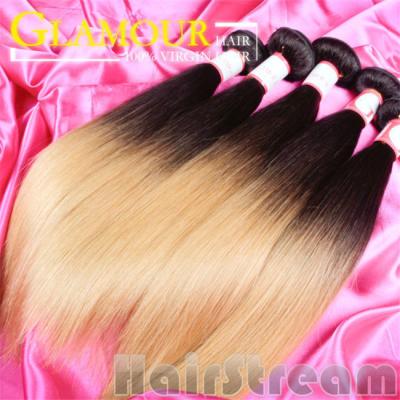 China #1B/613 2 tone color ombre hair weave Eurasian remy straight hair extension for sale