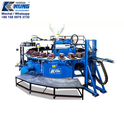 China Rotary single color pvc jelly shoe airblowing molding machine with v shape for sale