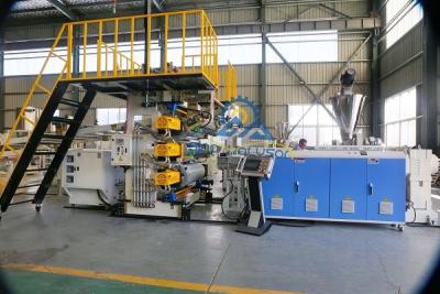 China Máquina de fabricação de folhas de mármore de PVC artificial de 1220 mm / linha de extrusão 75kW à venda