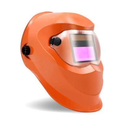 China Orange Self Darkening Welding Helmet Solar Cells Auto Dimming PC Protect for sale
