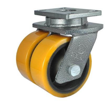 China Super Heavy Duty Supper PU Iron Core PU Caster With Double Wheels for sale