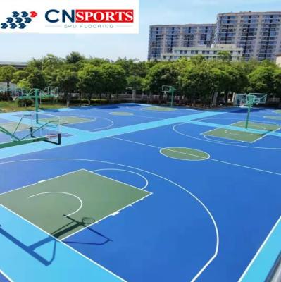 China Silicon Polyurethane Basketball Rubber Flooring Blue Red Spu Flooring for sale