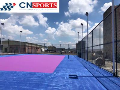 China Anti Slip Elastic SPU Flooring Blue Outdoor Basketball Court Flooring for sale