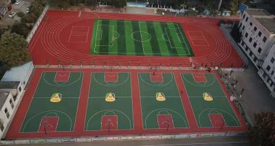 中国 学校のスポーツの裁判所および競技場のために床を張る変色赤いSPU無し 販売のため
