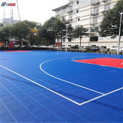 China Blue PP Interlocking Sports Flooring 12mm Outdoor Basketball Court Tiles for sale
