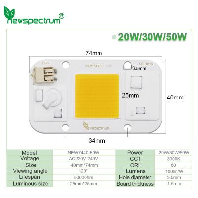 China A espiga clara branca morna de 50 watts conduziu Chip Energy Saving Design Superior impermeável à venda