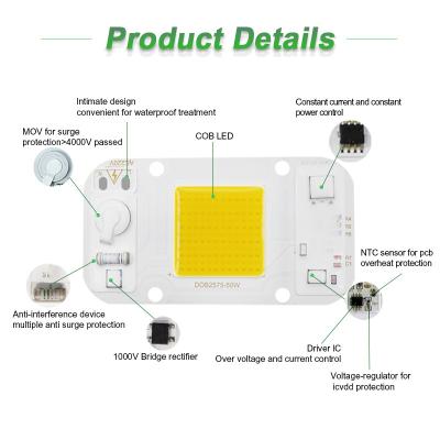 China Driverless Flutlicht Wechselstroms 50W LED Chip Flip Chip Cob Led For DIY zu verkaufen