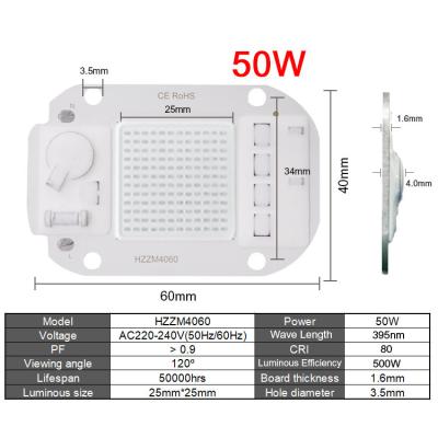 China 395nm UV LED Modulo 50W 220V Para Desinfecção Germicida Cura Ultravioleta à venda