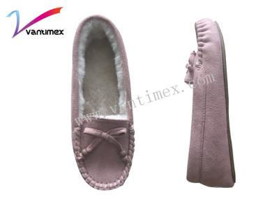 China Fashion Pink Moccasin House Shoes / Microfiber comfort flat shoes for sale