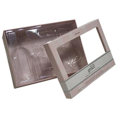 China Two Piece Cosmetic Gift Box Packaging with PVC window for sale