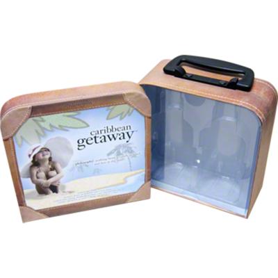 China Suntan Cream Cosmetic Gift Box Packaging Two Piece Leather Gift Box for sale
