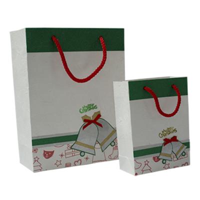 China White Matte Recycled Paper Gift Bags CMYK Printing Grosgrain Polyester handle for sale
