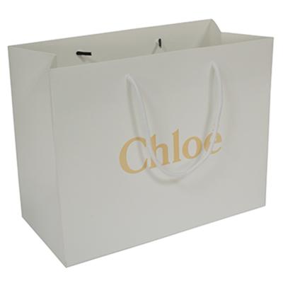 China White Recycled Paper Gift Bags With Custom Printing Flat Paper Handle for sale