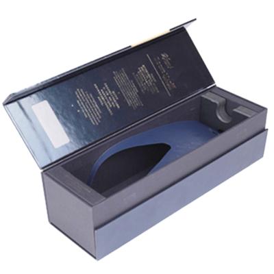 China Luxury Navy Blue Matte Wine Gift Box  Hinged Lid Rigid Box With EVA for sale