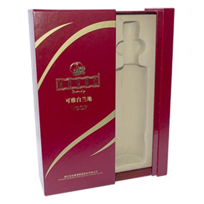 China Red Gloss Wine Packaging Box Slide Match Shape Gift Box With Flocking Insert for sale