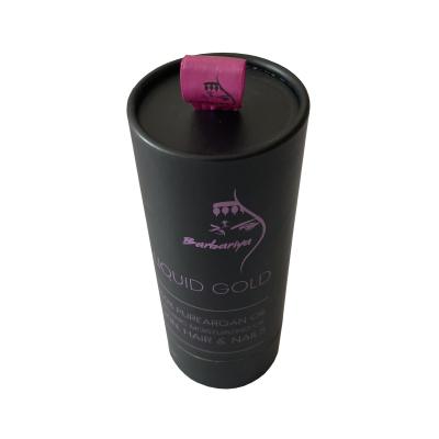 China Matte Laminated Black Paper Cans Packaging Round Tube Box With Hat for sale