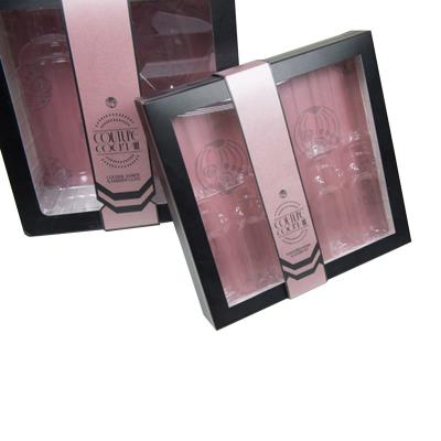 China Top And Bottom Cardboard Cosmetic Gift Box Packaging With Clear Window for sale