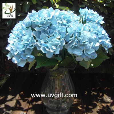 China UVG Blue 7 heads artificial cheap hydrangea fabric flowers wedding decoration centerpieces for sale