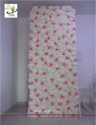 China UVG 8ft white photography backdrops in silk wedding flower wall for event stage decoration CHR1122 for sale