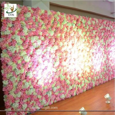 China UVG wonderful flower wall backdrop with silk rose and hydrangea for wedding stage decoration CHR1132 for sale