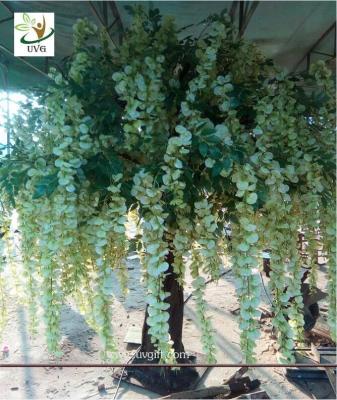 China UVG 2 meter artificial indoor tree with green silk wisteria flowers for wedding decoration for sale