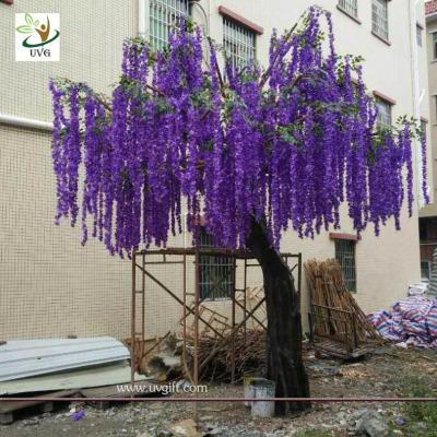 China UVG latest 17ft tall purple silk wisteria blossoms artificial flower trees for wedding stage decoration WIS018 for sale