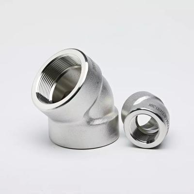 China Free Sample Stainless Steel Pipe Fittings 45 Degree Forged Elbow 3000# NPT Threaded Elbows for sale