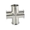 China stainless steel clamped four way pipe fittings sanitary clamped equal cross à venda