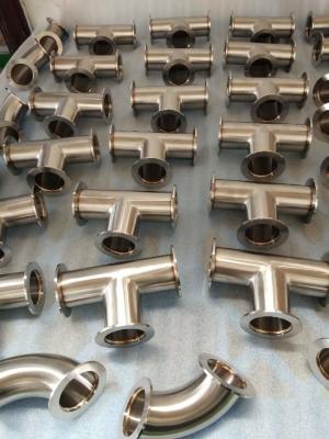 China Stainless Steel Sanitary 304 316 Three Way Pipe Fitting Stainless Steel Food Grade Clamp Tri Clamp Tee à venda